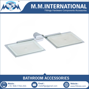 Porte-savon double en verre et en métal Écologique Facile à nettoyer Caractéristiques Conception murale Finition laiton Support chromé Surface pour - Product Image 2