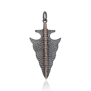 925 Sterling Silver New Arrival Pave Diamond Arrow Head Pendant Handmade Diamond Minimalist Jewelry Top Quality New Design