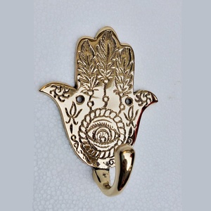 Gancho de pared de latón Hamsa ganchos de mano colgador de llave decorativo - Product Image 2