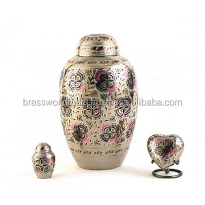 Blue Adult <b>Large</b> American Style Premium Metal Brass Cremation <b>Urn</b> Model FU-273 by Brassworld India Funeral Supplies Set - Product Image 4