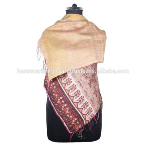 Kantha Work Silk Handmade Vintage Style <b>Scarf</b> Trendy Design for Girls SC1230 <b>Scarves</b> Vintage Kantha Hand Stitched Cotton Allover - Product Image 2