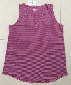 High Quality Branded Women's <b>Short</b> <b>Sleeveless</b> V-neck Striped Casual Cotton Tank <b>Tops</b> Eco-Friendly Breathable Bangladeshi Stock - Product Image 2
