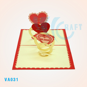 Meilleure vente 3D Popup coeur et fleur carte de vœux Top tendance papier souvenir cadeaux d'amour - Product Image 4