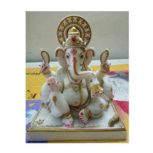 Statue Ganesha en marbre blanc, Statue indienne, seigneur ganbangladesh, 1 pièce - Product Image 1