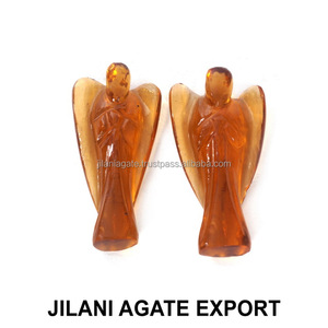 Venta al por mayor 2 pulgadas Jilani amarillo cuarzo Aventurina piedras preciosas semipreciosas decoración del hogar Feng Shui Ángel tallado artesanía arte - Product Image 6