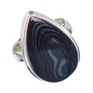 แหวนพลอย psilomelane ทรงสี่เหลี่ยมทรงลูกแพร์ทรงกลมทรงสี่เหลี่ยมพลอยอัญมณีธรรมชาติทรงหลังเบี้ย925เงินสเตอร์ลิง - Product Image 4