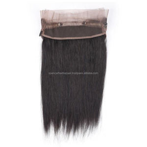 360 Lace Frontal Closure Indian Straight Human Hair Weave Natural Black Color