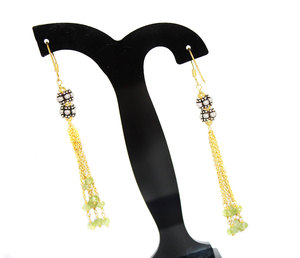 Magnifique 925 argent Sterling massif multi-brins péridot naturel pierres précieuses longues boucles d'oreilles pendantes à plusieurs niveaux pour les femmes mode - Product Image 4