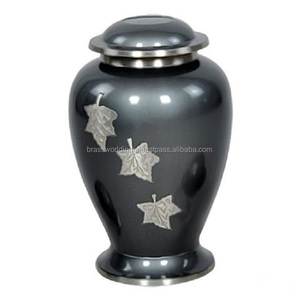 <b>Large</b> Falling Leaves Cremation <b>Urn</b> Funeral Supplies Brassworld India - Product Image 1