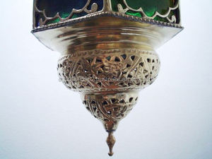 Zahereen โคมไฟแขวนทองแดงโบราณแบบอิสลามงานทำด้วยมือ BR16สีแก้วโมเสคเทคนิคทนทานงานฝีมือแก้วอิสลามยุโรป - Product Image 5