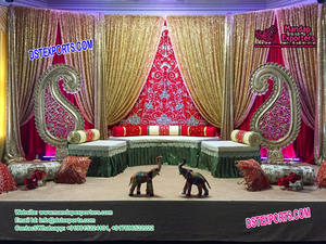 Toiles de fond de scène de mariage indien moderne avec tissu Zari, taille personnalisée pour les événements de mariage - Product Image 2