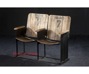 Industrial <b>Vintage</b> Metal Theatre <b>Chair</b> - Product Image 1