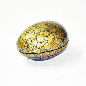 Caja de recuerdo de joyería de papel pintado a mano, mache dorado, decoración del hogar - Product Image 3