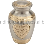 Urne funéraire pour bébé de style américain, en métal, à motifs floraux roses, articles funéraires Brassworld India - Product Image 6