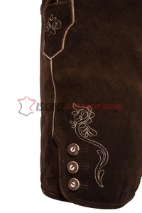 Lederhosen unisexe confortable en daim brillant, coupe ajustée, style Trachten, pantalon en cuir allemand avec broderie ISONZ - Product Image 4