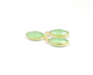Gema de Calcedonia de Perú, joyería chapada en plata, fabricación de joyería, forma de marquesa, Conector de bisel facetado - Product Image 4