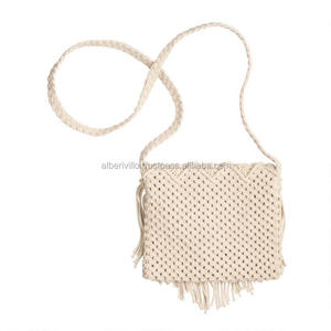 Macrame กระเป๋าถือถักกระเป๋าสไตล์โบโฮ,กระเป๋าถักสำหรับผู้หญิงกระเป๋าช้อปปิ้งแบบ Macrame ที่วาดด้วยมือ - Product Image 4