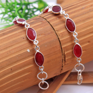 Bezel การตั้งค่าแคชเมียร์ทับทิมพลอย925สร้อยข้อมือโซ่เงินสเตอร์ลิงขายส่งออนไลน์ผลิตเครื่องประดับ - Product Image 2