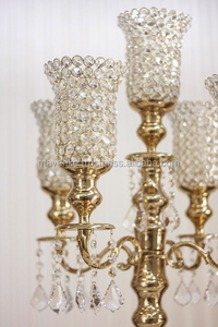 Handmade <b>Gold</b> Metal Floor Bling Hanging Crystal Drops <b>Candelabra</b> Decorated for Home Event Party Wedding Centerpieces - Product Image 2