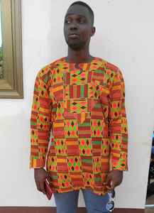 Kente The Long sleeves chemises en tissu africain Kente chemise Hippie grande taille en tissu Wax imprimé africain Dashiki chemise - Product Image 3