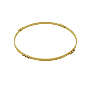 Wholesale 925 Sterling Silver Trendy Fashionable Gold Plated Bangle Pink Quartz Gemstone <b>Wedding</b> Gift Jewelry - Product Image 1