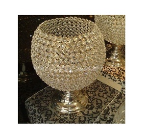 Bougeoir pilier en cristal doré pour décoration de mariage bureau à domicile - Product Image 1