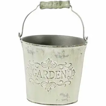 RUSTIC GREEN STYLE BUCKET HOME & GARDEN DECORATIVE IRON PAIL HANDMADE DESIGN FLOWER BUCKET