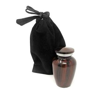 Design de grain de bois classique avec pochette en velours souvenir d'animaux de compagnie, urnes de crémation pour cendres funérailles métal laiton/aluminium - Product Image 1