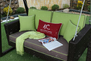 Mobilier de jardin moderne d'extérieur hamac suspendu en bois synthétique d'été en rotin aluminium métal tissu hôtels cours villas - Product Image 3