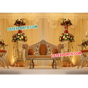 Lo último en muebles de boda, conjunto de sofás de boda asiáticos, conjunto de sofás de boda de diseño de dos plazas baratos para eventos, fabricantes de sofás de novia y novio - Product Image 1