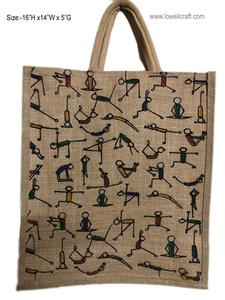 Customizable Fashion Recyclable Geometric Pattern Mini Jute Tote <b>Bag</b> with Hand Length Handle for Daily Use - Product Image 3