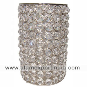 Gran oferta de cuentas de cristal de forma redonda de alambre galvanizado, portavelas para decoración multiusos, Decoración de mesa para el hogar y la boda - Product Image 1