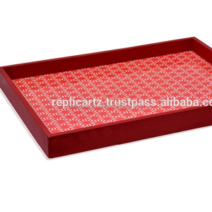 Belle finition laquée plateau de service imprimé plateaux pouf pour plateau de Table avec poignées pour salon cuisine décor à la maison - Product Image 2