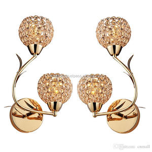 Lámpara de pared de cristal de doble cabeza dorada, lámpara de artes creativas, bola de cristal, luces de pared LED, Bombilla de iluminación interior, lámpara LED - Product Image 5