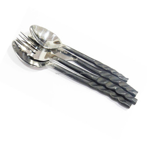 Vente en gros de couverts de restaurant en argent cuillères à dîner fourchettes et couteaux en acier inoxydable à manche rond ensemble de couverts pour mariage - Product Image 6
