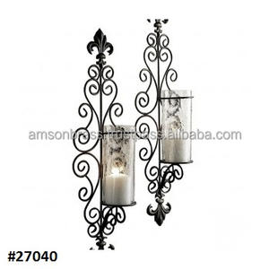 Home <b>Wall</b> Decorative Candle Holder Wrought Iron Decorative <b>Wall</b> <b>Sconce</b> Handmade Candle Holder - Product Image 4