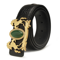 Ceinture en cuir de vache véritable, accessoire de luxe, boucle décorée avec une plaque de nom, en pierre turquoise, agate naturelle de 3.8cm de largeur, offre spéciale
