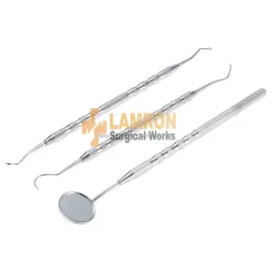 Professionale Kit Dentale 3 Pcs Specchio Dentale Maniglia/Dental Scaler/Sonde In Acciaio Inox Impugnatura Antiscivolo