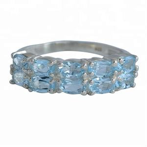 การตั้งค่าง่ามพลอยบุษราคัมสีฟ้า925แหวนเงินสเตอร์ลิงแหวนนิรันดร์แหวนแฟชั่นสำหรับของขวัญแต่งงานหรือวันครบรอบ - Product Image 1