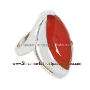 Anillo de piedras preciosas de cornalina genuina Plata de Ley 925 Eternity Vermeil Jewelry Moda cara para bodas - Product Image 2