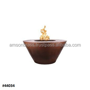 Foyer d'extérieur en métal au design de luxe pour le camping Foyer rond en cuivre avec grand couvercle en maille et poker - Product Image 6