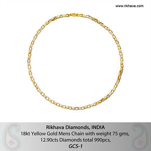 Cadena de oro amarillo de 18kt para hombre con elegantes colgantes y dijes de diamantes - Product Image 6
