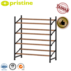 OEM 4-Tier Modern DIY Convertible <b>Shoe</b> <b>Rack</b> Extendable Metal Iron <b>Wood</b> Grain Home Storage Furniture Taiwan Household Organizer - Product Image 5
