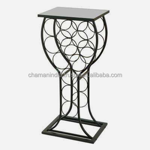 Table à vin en bois Porte-11 bouteilles en métal - Product Image 1