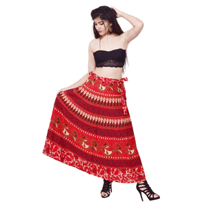 Jupes enveloppantes maxi décontractées en coton imprimé de blocs pour adultes grande taille à la mode estivale - Product Image 2