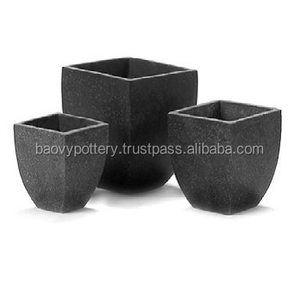 Jardinières en terrazzo noir, pot de fleurs, lot de 3 - Product Image 4