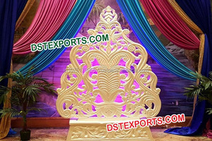 Beau cadre mural arrière en fibre autoportant doré panneaux de toile de fond de fleurs de mariage musulman décorations de mariage élégantes - Product Image 5