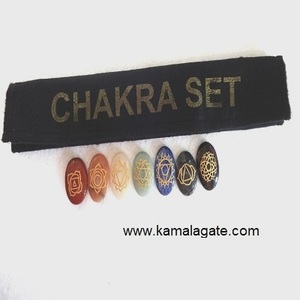 Juego de piedra de cristal de forma ovalada grabada de 7 Chakras, artesanías de piedra semipreciosa para curación de piedras preciosas y Reiki, juego de cristal de 7 Chakras - Product Image 3