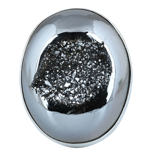 925แหวนเงินสเตอร์ลิงแหวนสีดำ pyrite druzy พลอยชุบเงินรูปไข่ CAB แหวนที่ทันสมัยสำหรับเป็นของขวัญวันครบรอบแต่งงาน - Product Image 2