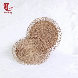Plaque de chargeur en rotin, dessous de verre tissée, pas cher, vente en gros, - Product Image 6